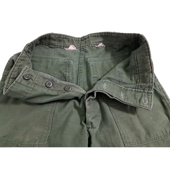 VINTAGE US Army Pants 32x29 Green OG 107 Trouser Cotton Sateen Button RARE - Picture 4 of 11